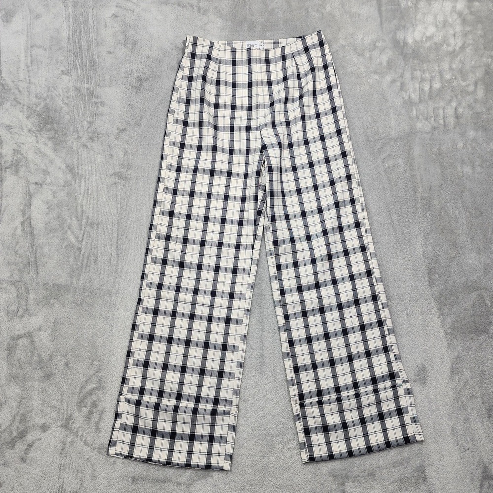 Princess Polly Pants Womens US 6 Black White Plaid Euros Wide Leg High‎ Rise
